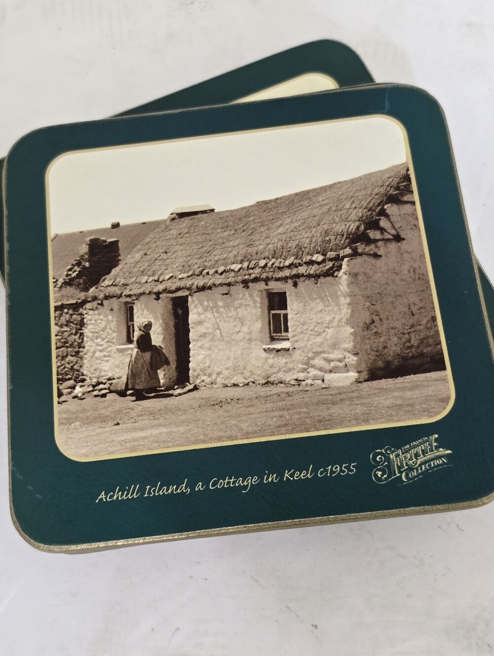 vintage 7pc THE FRANCIS FRITH Collection Coasters Ireland Heritage History Green
